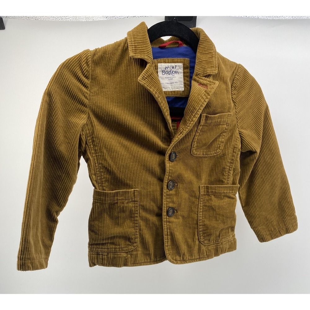 Mini Boden Roald Dahl Corduroy Jacket Brown Sz 4/5 With Red Patches Kids